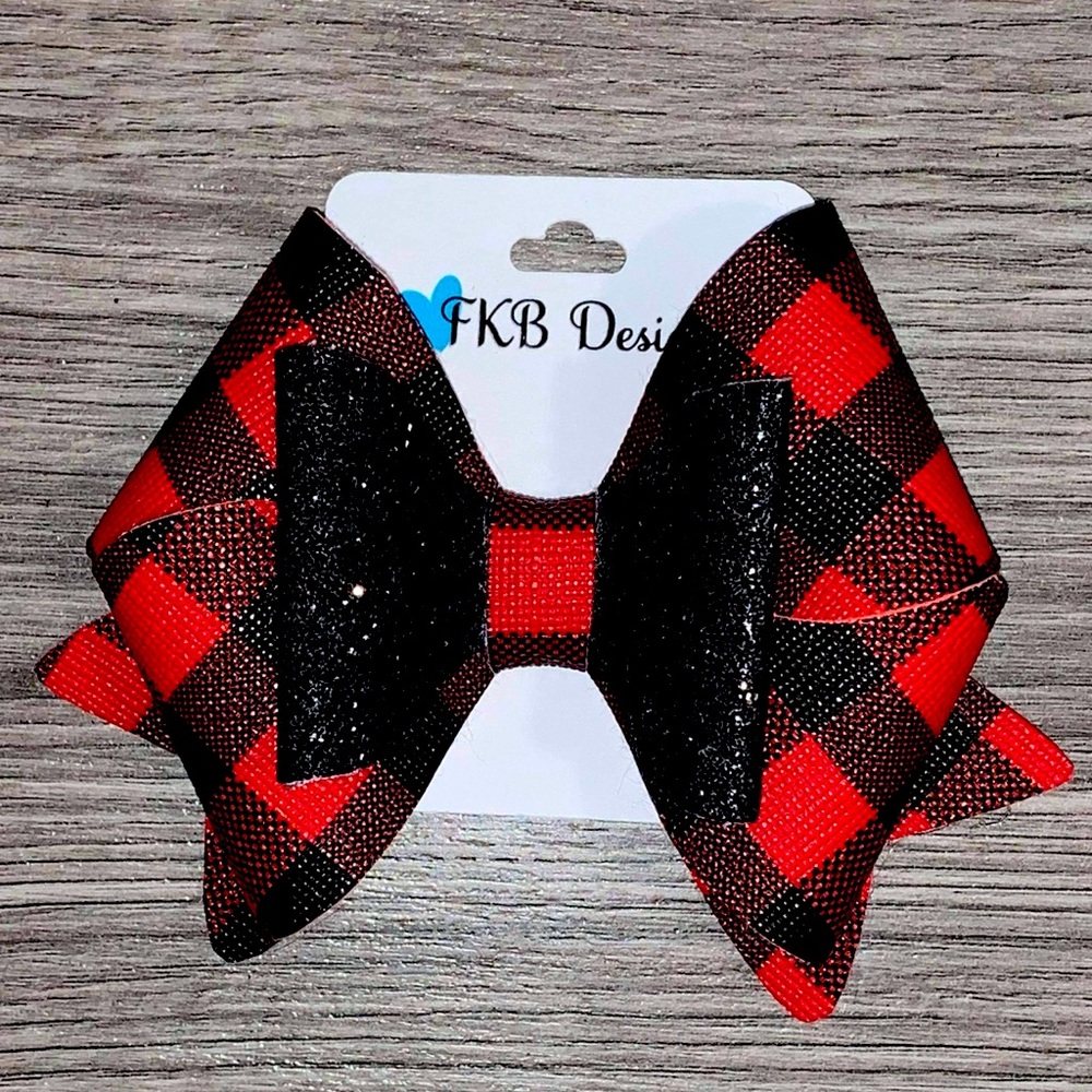 Faux leather 3.5 inch hair bow with alligator clip